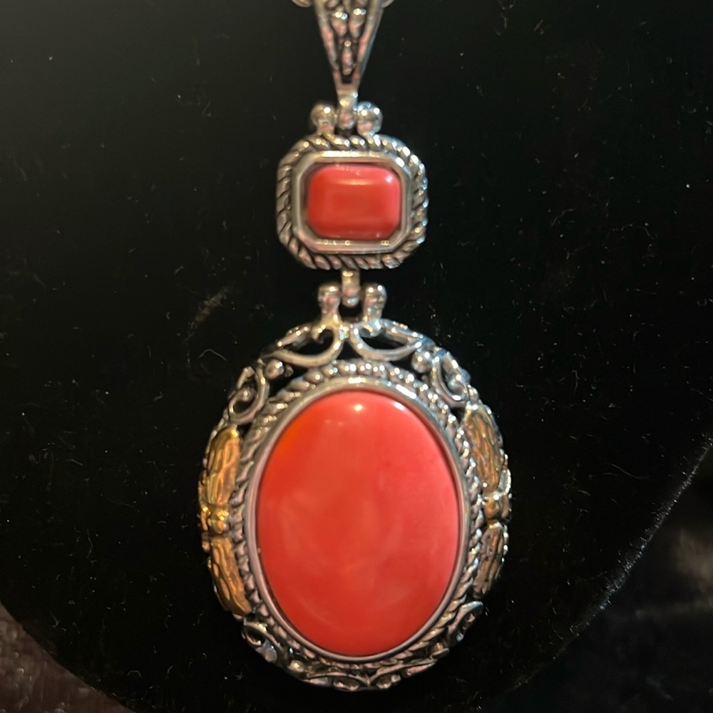 Engraved 316l S.Steel Coral pendant with chain